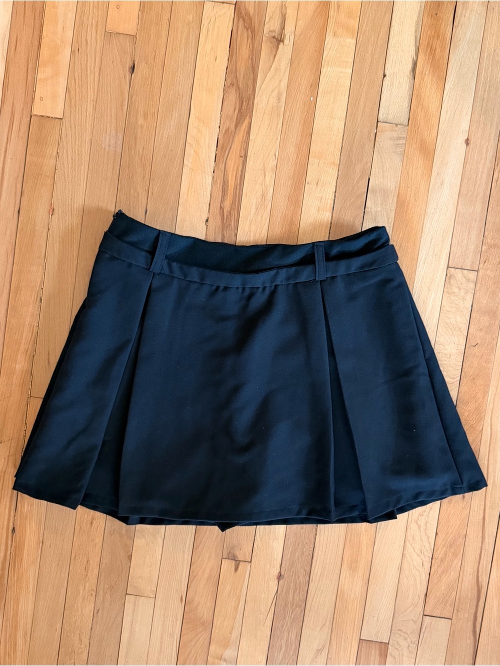 Black Pleated Mini Skirt with Shorts
